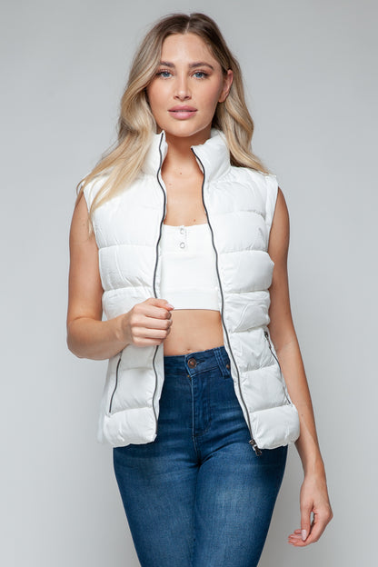 Sutton Puffer Vest with Pockets in White