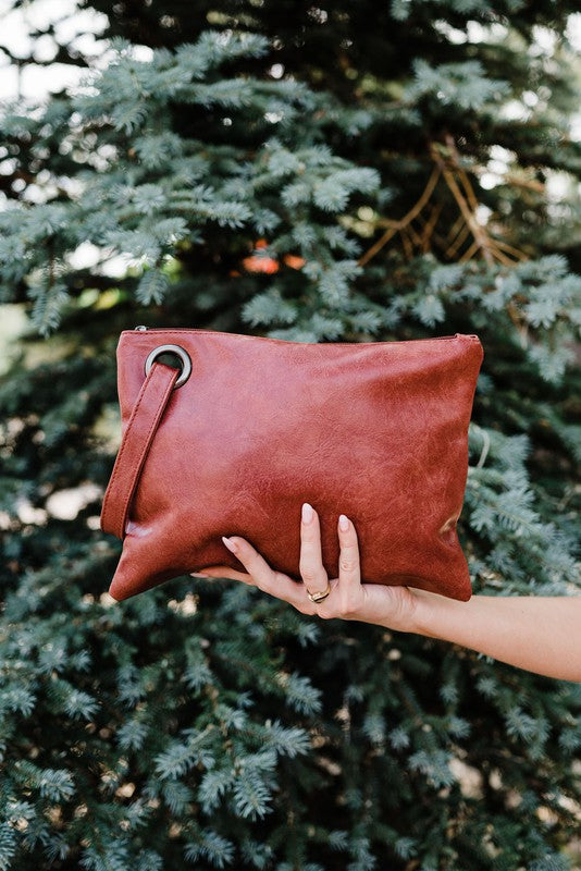 Alexa Oversized Vegan Leather Clutch