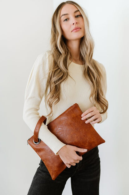 Alexa Oversized Vegan Leather Clutch