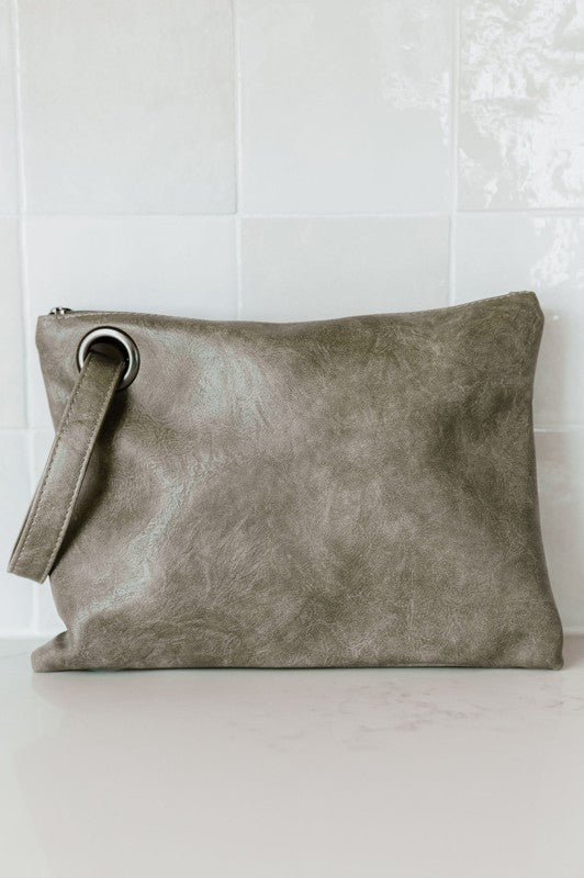 Alexa Oversized Vegan Leather Clutch