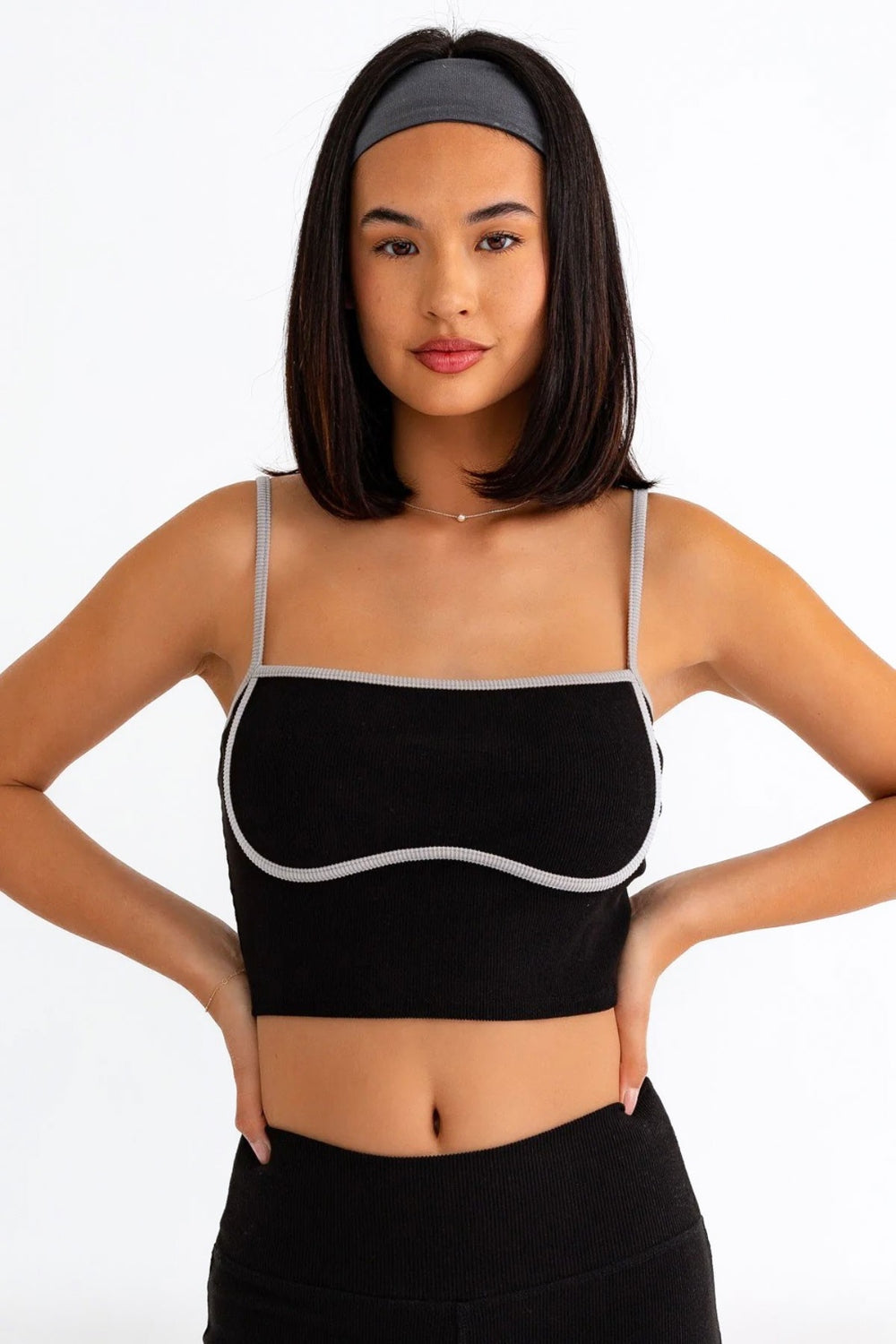 Lennon Crop Cami and High Waist Leggings Set in Black