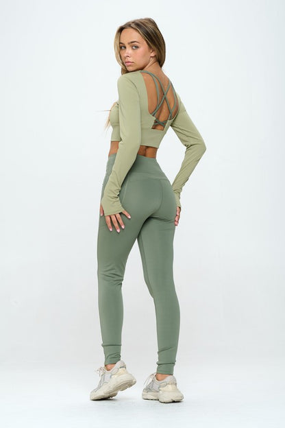 Veda Two Tones Long Sleeve + Leggings Set