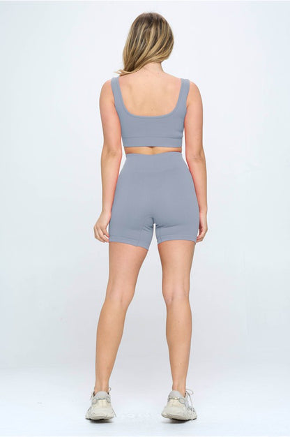 Harper Ribbed Tank Top & Biker Shorts Set