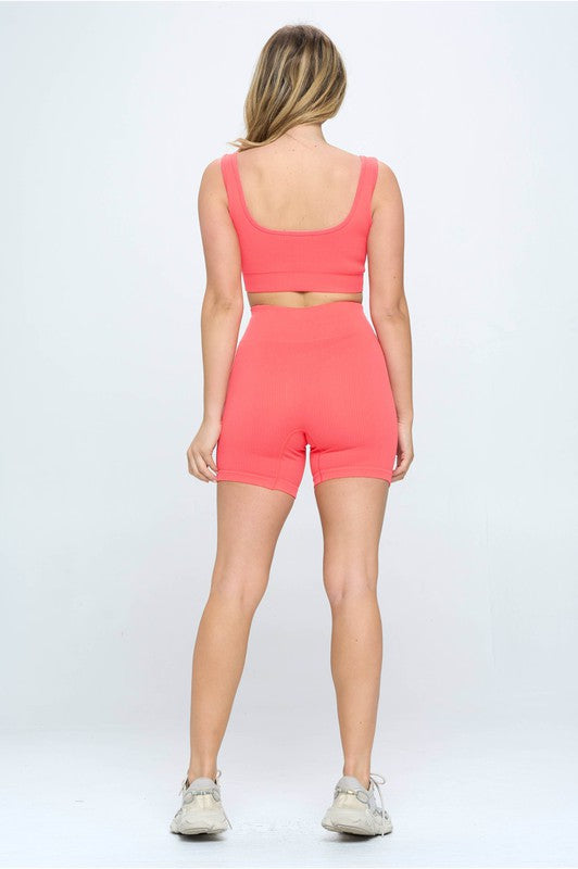 Harper Ribbed Tank Top & Biker Shorts Set