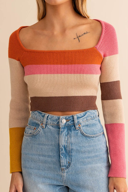 Fisher Color Block Stripe Knit Top