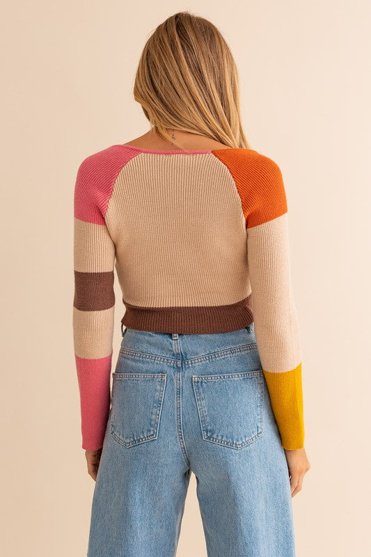 Fisher Color Block Stripe Knit Top