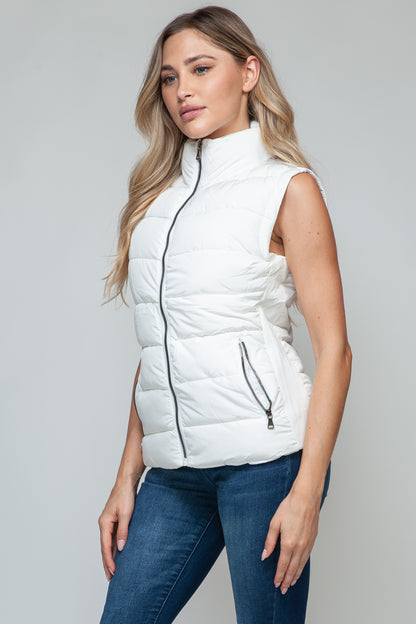 Sutton Puffer Vest with Pockets in White