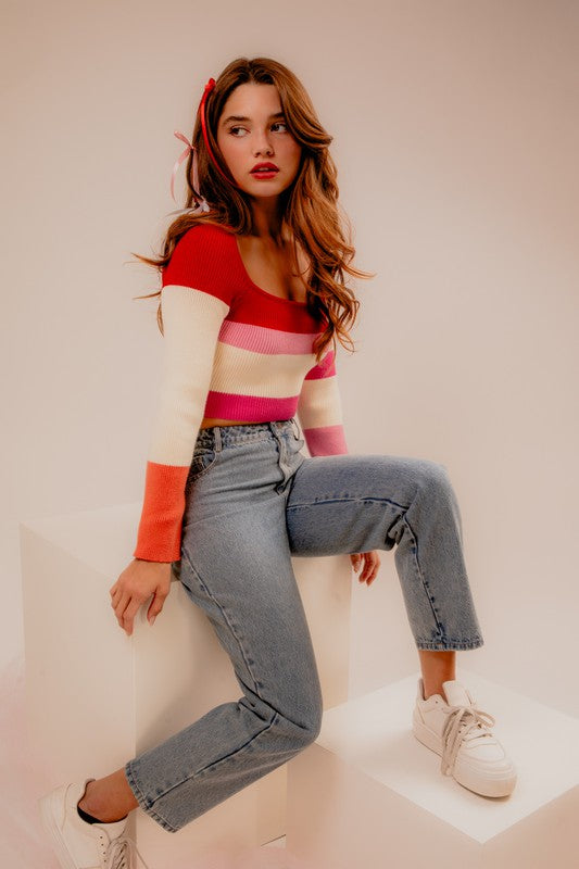 Peyton Color Block Knit Top