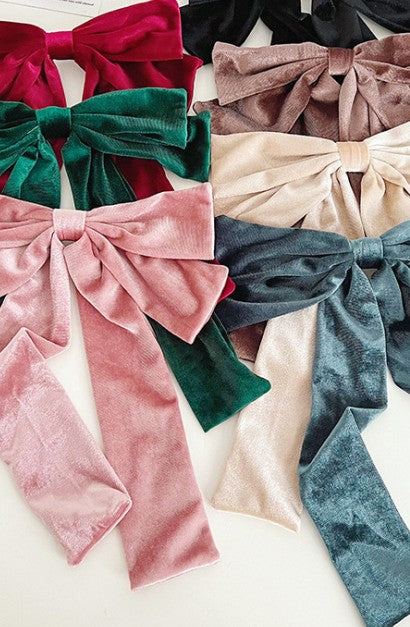 Velvet Long Barrette Hair Bows