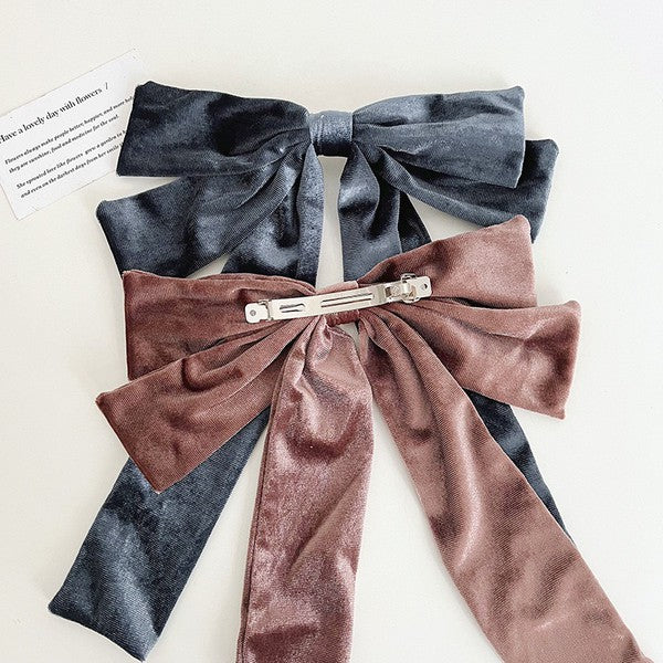 Velvet Long Barrette Hair Bows