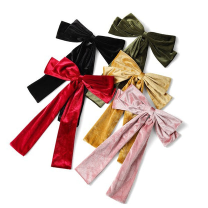 Velvet Long Barrette Hair Bows