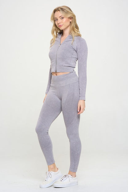 Harlow Ribbed Knit Tracksuit Two-Piece Set