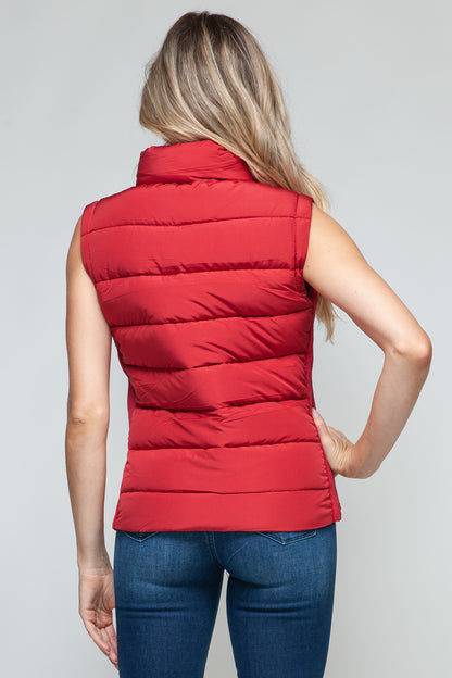 Sutton Puffer Vest with Pockets in Red