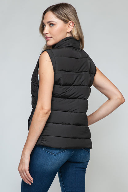 Sutton Puffer Vest with Pockets in Black