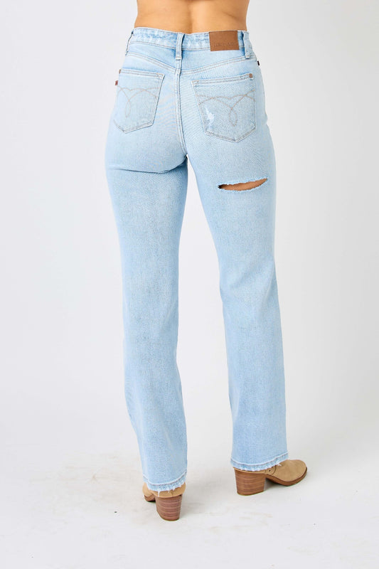 Danny High Waist Distressed Straight Jeans by Judy Blue