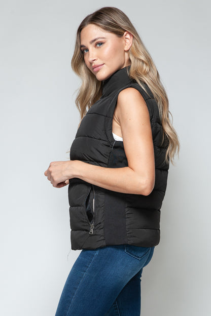 Sutton Puffer Vest with Pockets in Black