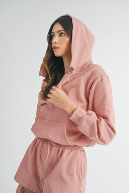 Blush Babe French Terry Hooded Romper