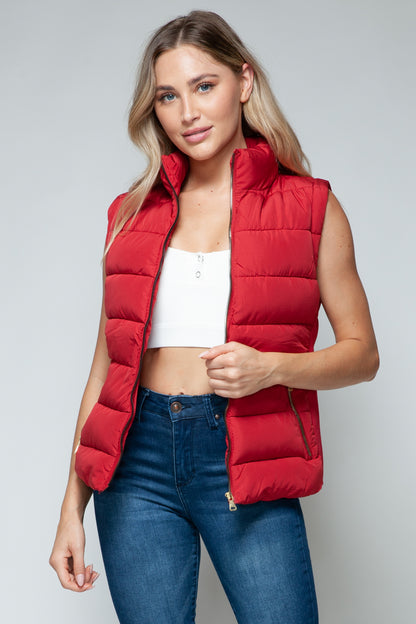 Sutton Puffer Vest with Pockets in Red