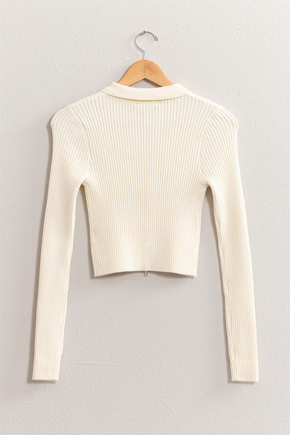 Brylee Ribbed Double Zip Cropped Cardigan