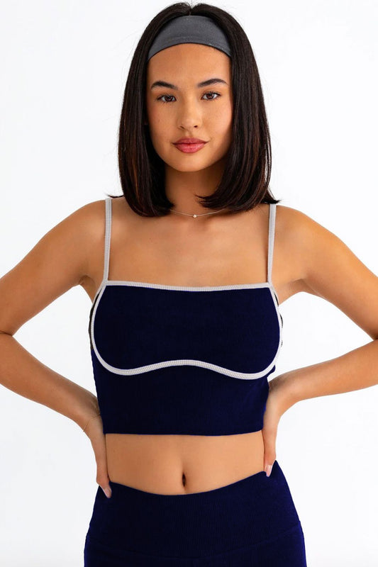 Lennon Crop Cami and High Waist Leggings Set in Navy