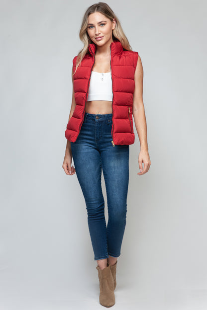 Sutton Puffer Vest with Pockets in Red