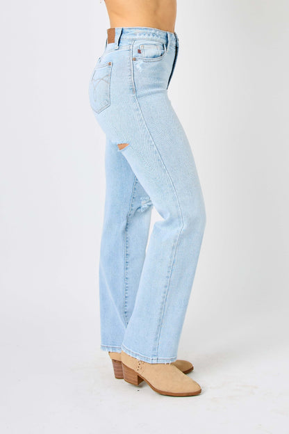 Danny High Waist Distressed Straight Jeans by Judy Blue