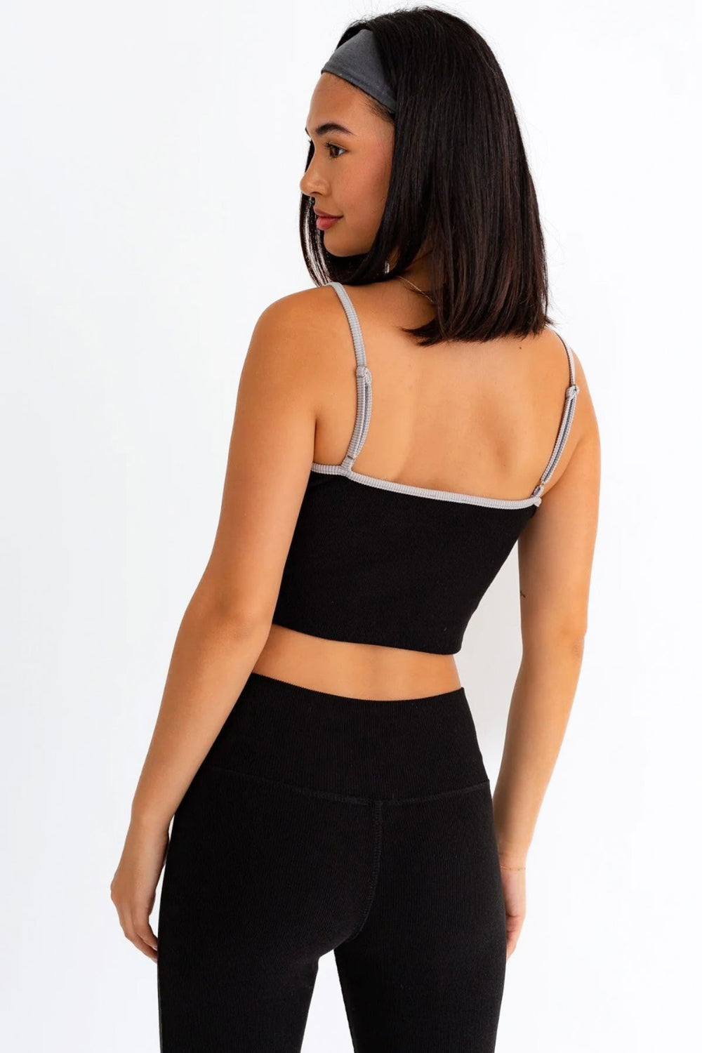 Lennon Crop Cami and High Waist Leggings Set in Black