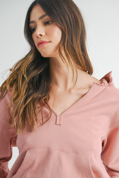 Blush Babe French Terry Hooded Romper