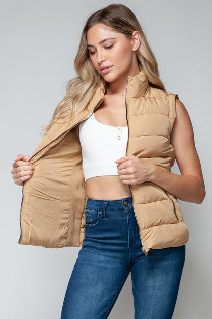 Sutton Puffer Vest with Pockets in Iced Coffee