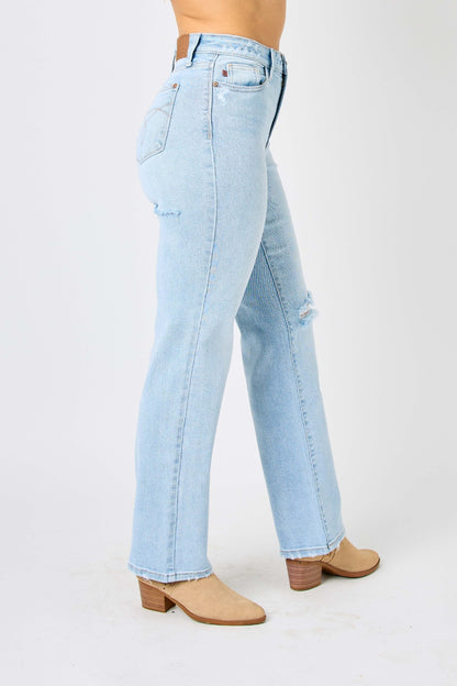 Danny High Waist Distressed Straight Jeans by Judy Blue