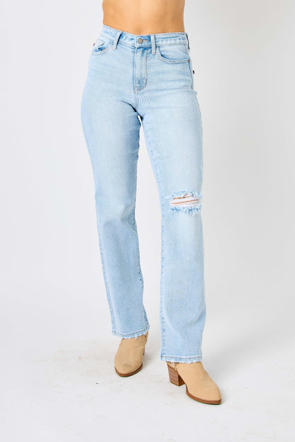 Danny High Waist Distressed Straight Jeans by Judy Blue