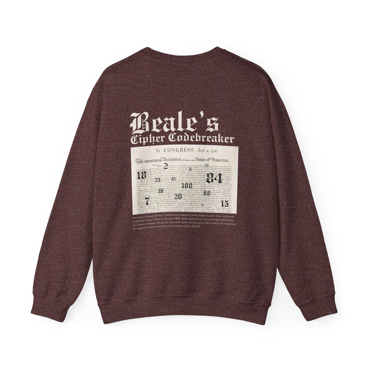 Beale's Cipher Codebreaker Crewneck Sweatshirt