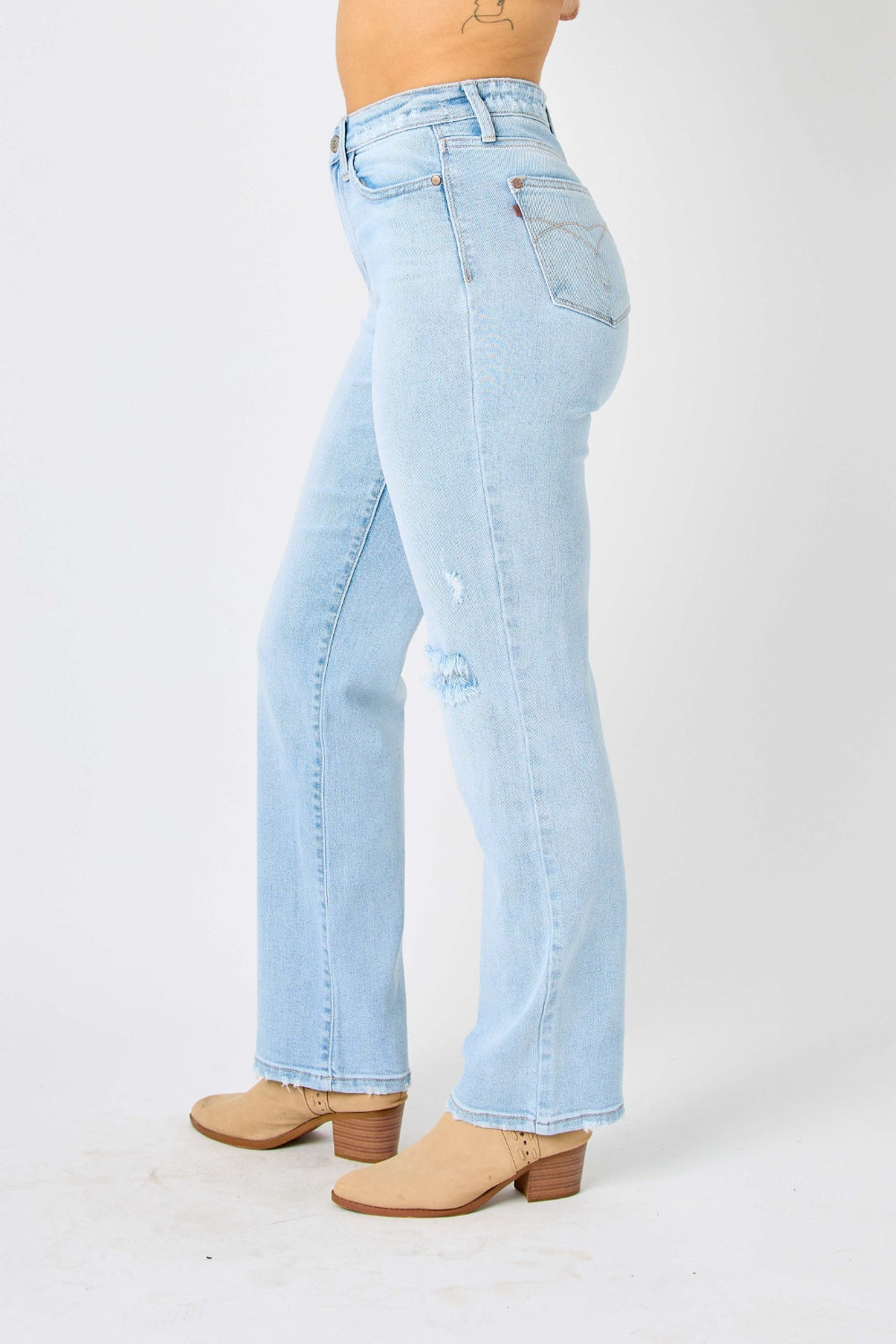 Danny High Waist Distressed Straight Jeans by Judy Blue