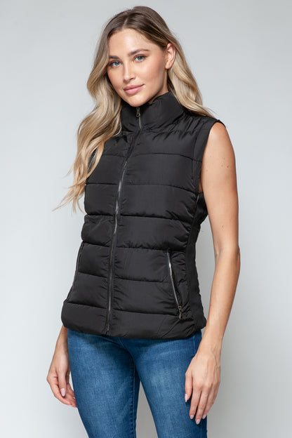 Sutton Puffer Vest with Pockets in Black