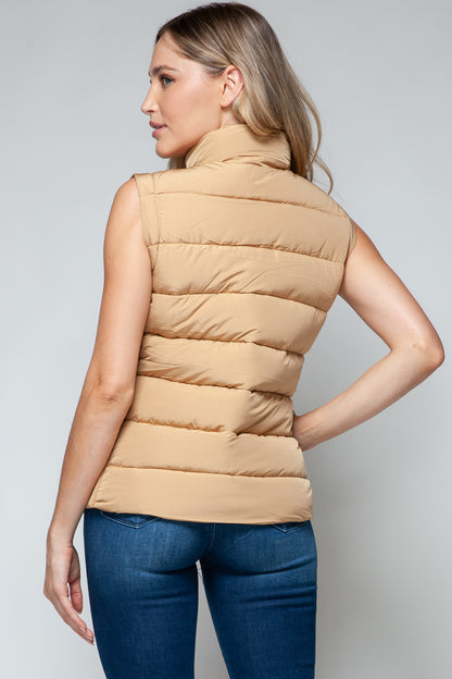 Sutton Puffer Vest with Pockets in Iced Coffee