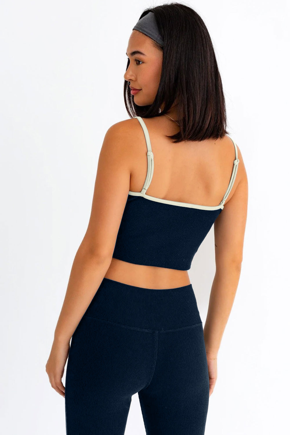 Lennon Crop Cami and High Waist Leggings Set in Navy