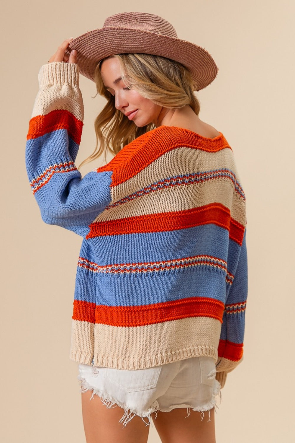 Isla Multi Color Stripe Scoop Neck Sweater