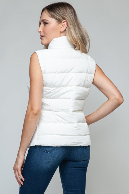 Sutton Puffer Vest with Pockets in White