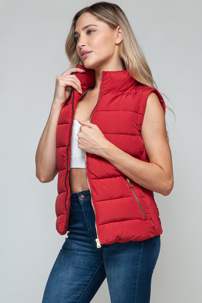 Sutton Puffer Vest with Pockets in Red