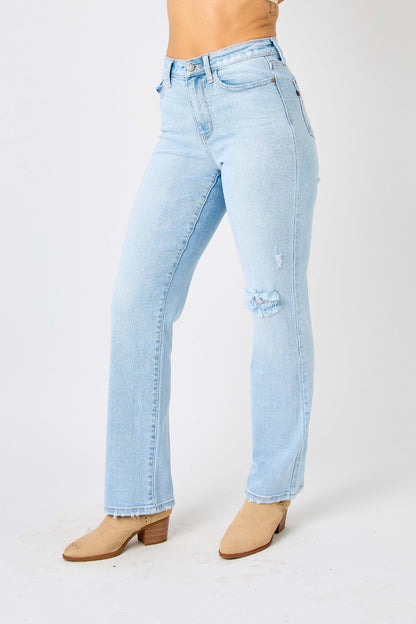 Danny High Waist Distressed Straight Jeans by Judy Blue