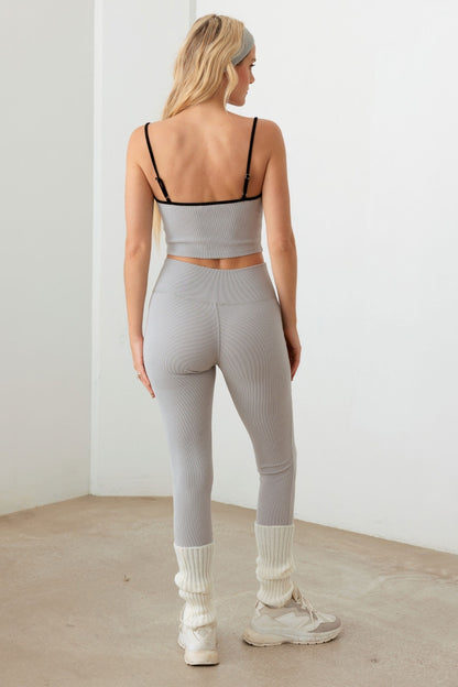 Lennon Crop Cami and High Waist Leggings Set in Grey