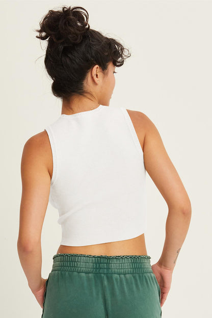 Fallon Ribbed Knit Cropped Tank in White