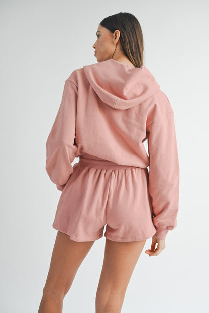 Blush Babe French Terry Hooded Romper