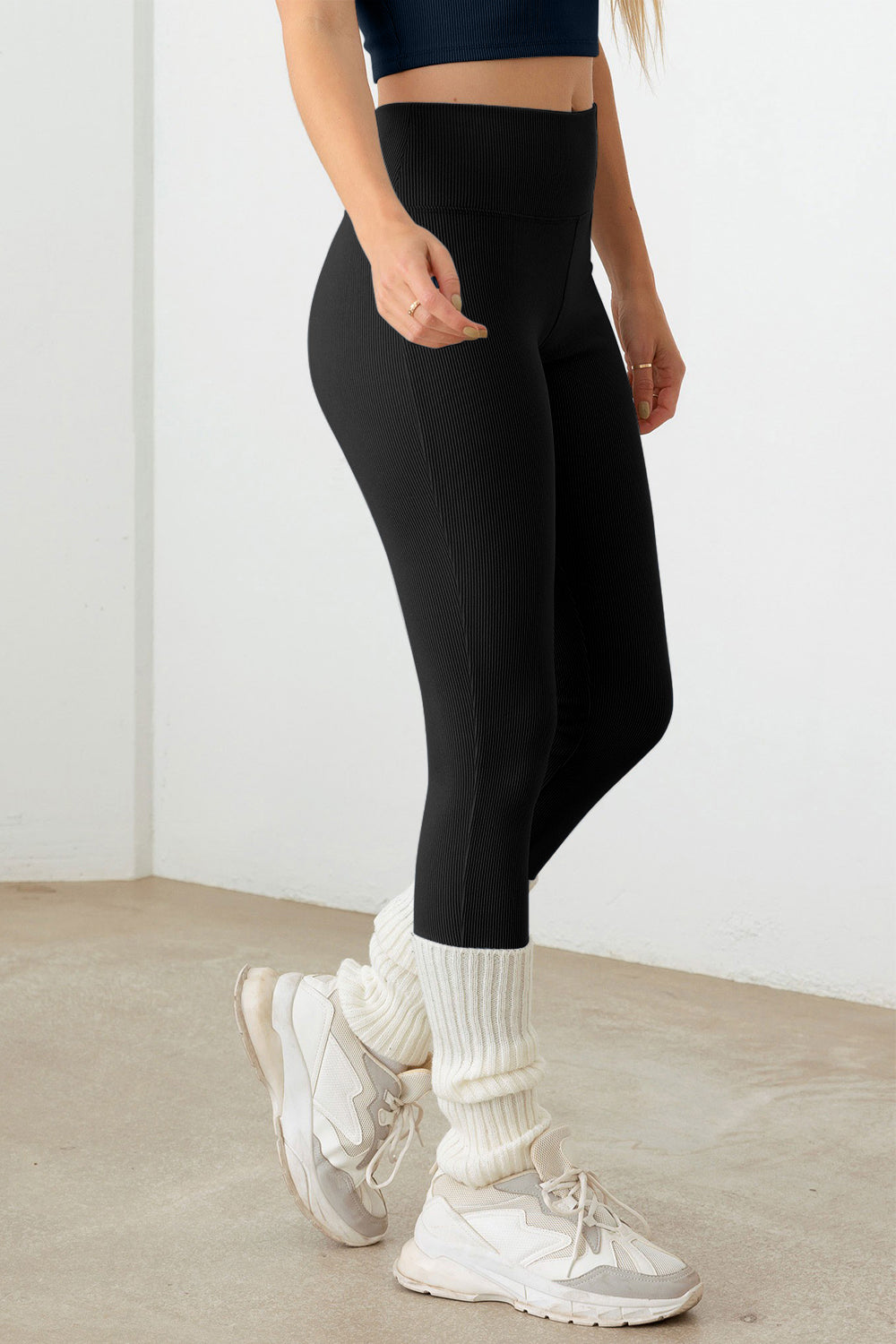 Lennon Crop Cami and High Waist Leggings Set in Black