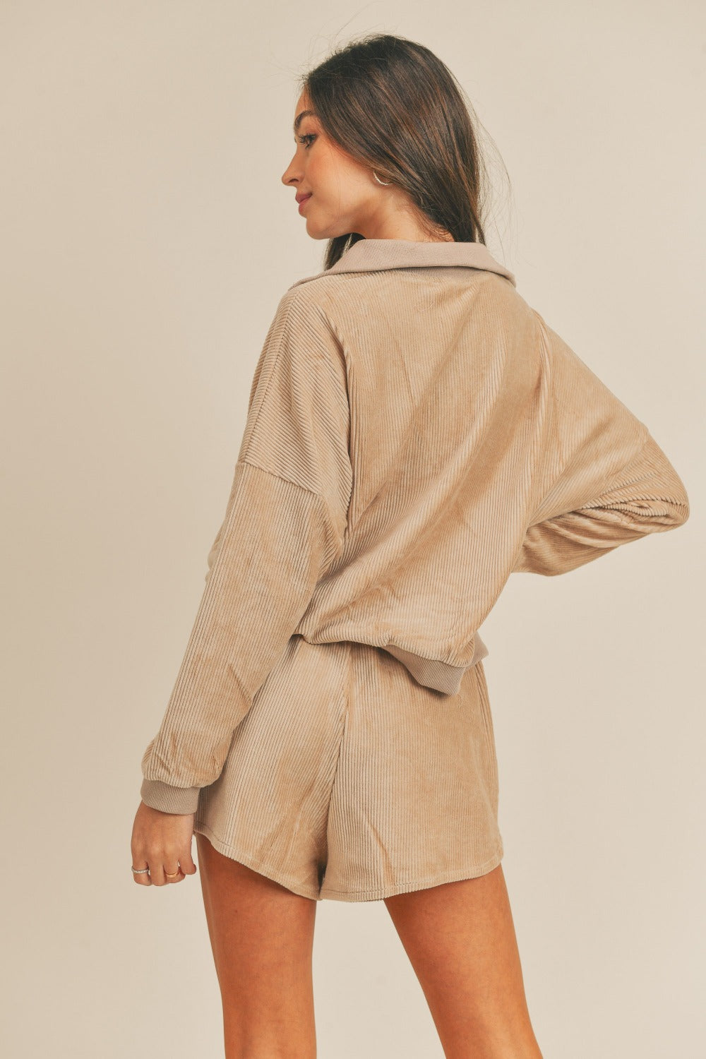 Maisie Corduroy Half Zip Top and Shorts Set