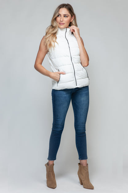 Sutton Puffer Vest with Pockets in White