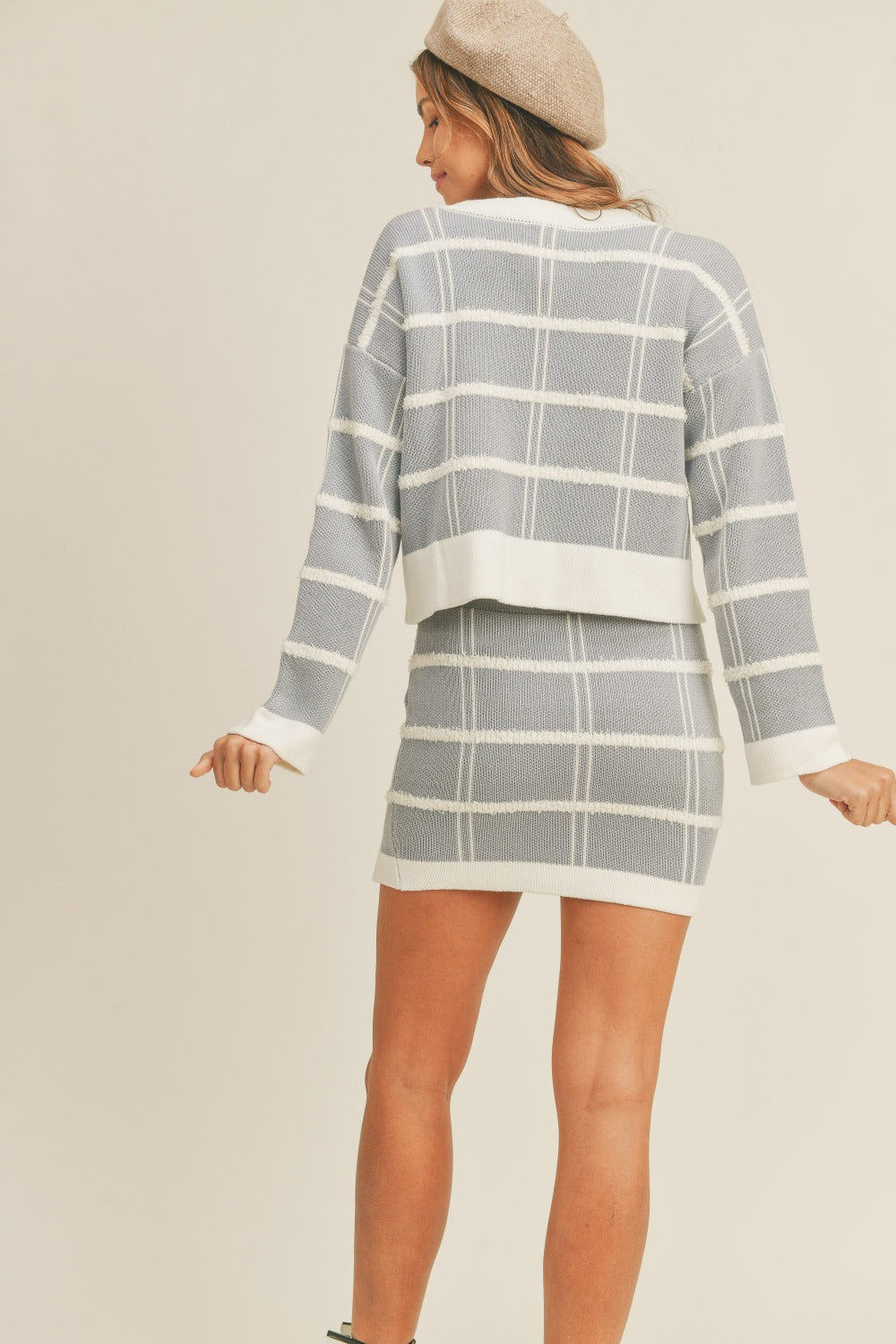 Lyla Plaid Sweater and Mini Skirt Set